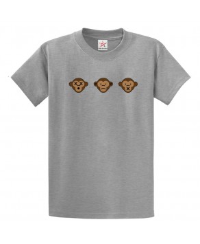 Monkey Emojis Unisex Funny Classic Kids and Adults T-Shirt 